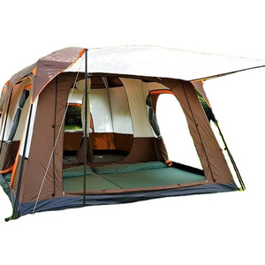 Large luxury double layer 2 rooms 1 living room 6-10 persons family camping outdoor waterproof tent