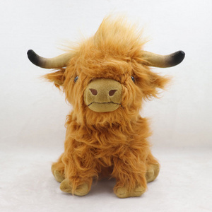 XUX 25cm Simulated Highland Cow Plush Toy of Highland Cattle Doll Long Plush Bull  Stuffed Toy Store Decoration Wholesale