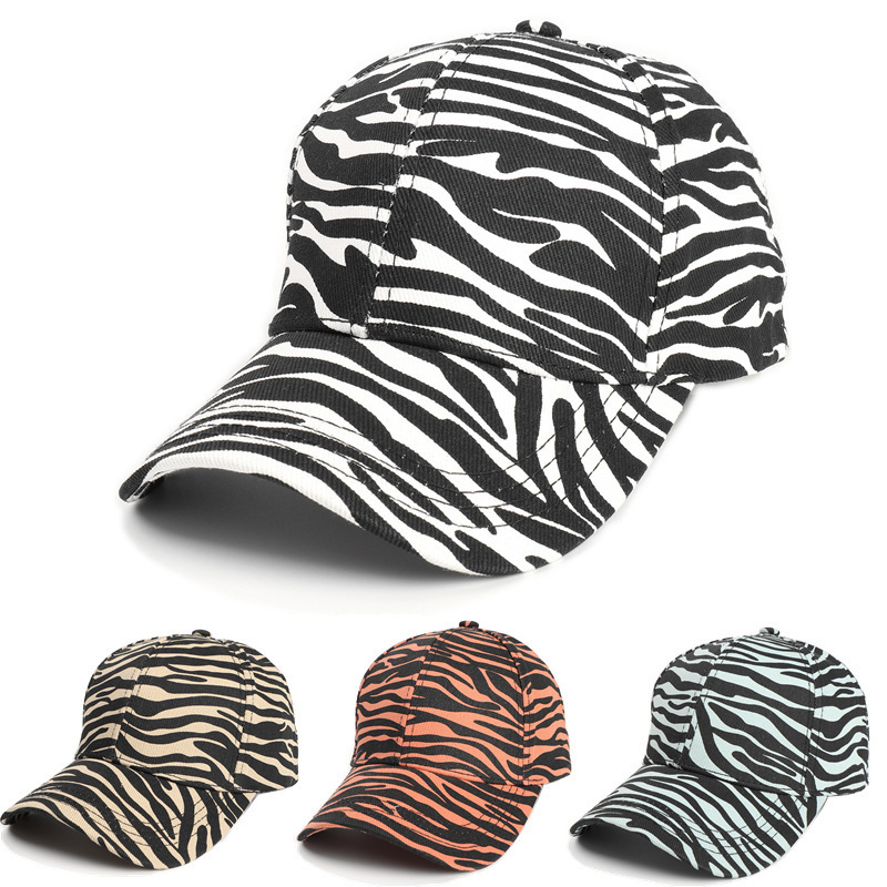 Custom Zebra Print Hard Top Baseball Cap Back Open Ponytail Fashion Casual Curved Brim Visor Hat Men's And Women's Baseball Cap