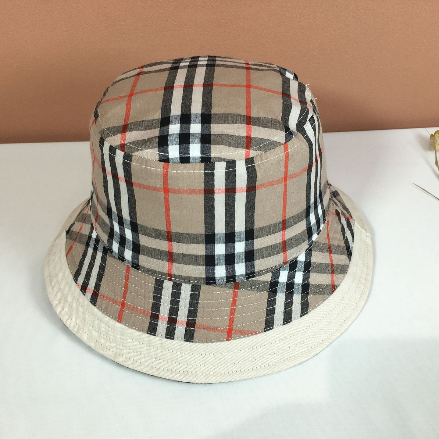 Custom Logo classic check bucket hat soft cotton plaid summer sun fishing hats for women men bucket hat