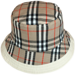 Custom Logo classic check bucket hat soft cotton plaid summer sun fishing hats for women men bucket hat