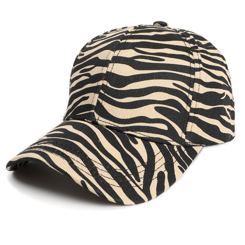 Custom Zebra Print Hard Top Baseball Cap Back Open Ponytail Fashion Casual Curved Brim Visor Hat Men's And Women's Baseball Cap