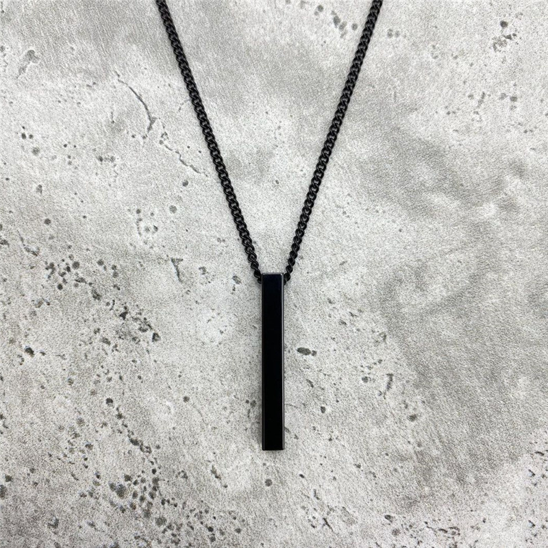 Vertical Bar Necklaces for Men Layering Stainless Steel Geometric Pendant Layered Wheat Rope Cuban Chain Boy Collar