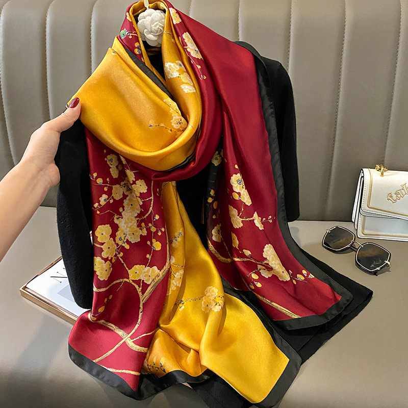 Custom luxury Cheap silk scarf headscarf long 180*90cmsize hijabs shawls kurdish scarf For Women