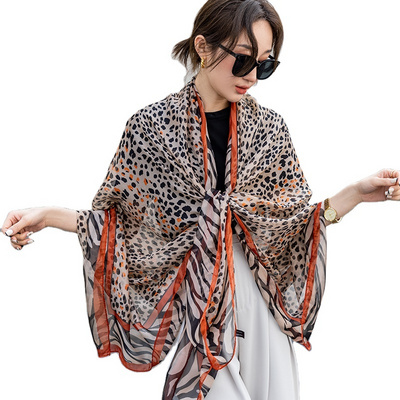 Wholesale Travel Sunscreen Luxury Shawl Silk Hair Scarf satin Stylish Long Ladies Scarves