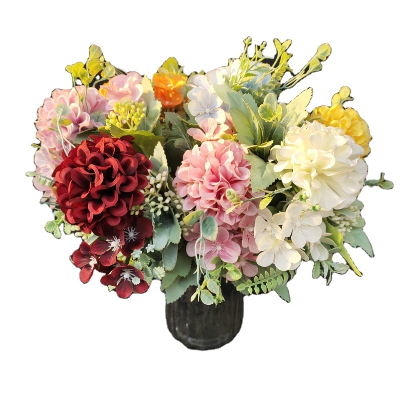 Artificial bunch of artificial flowers sun lotus and butterfly ball flowers for European-style home decoration