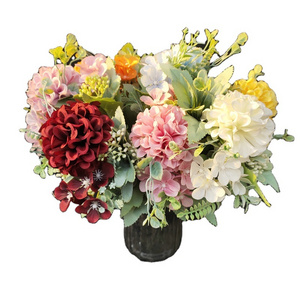 Artificial bunch of artificial flowers sun lotus and butterfly ball flowers for European-style home decoration