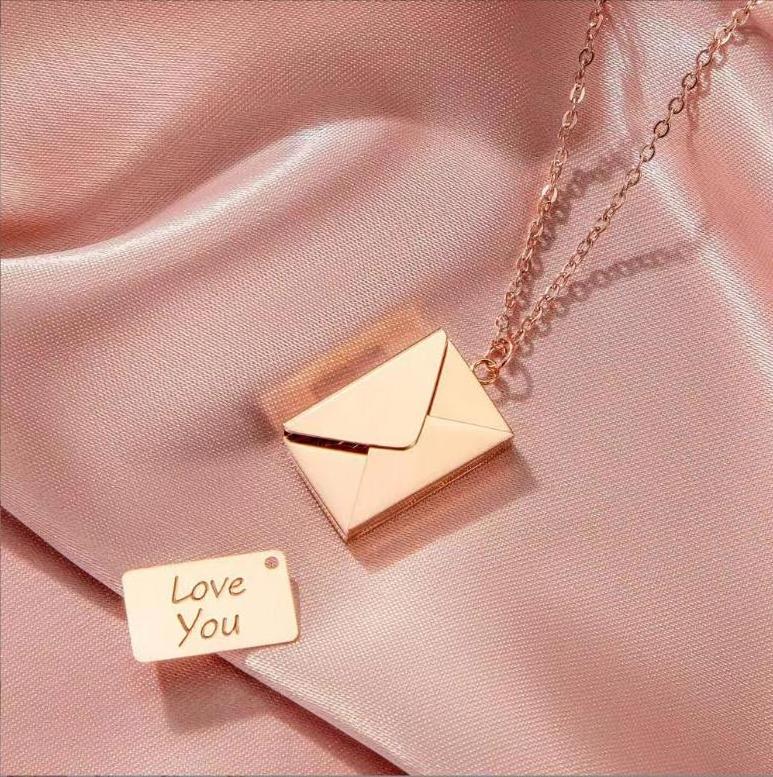 Couple Cheap High Quality Gift Love Stainless Steel Envelope Necklace Pendant Jewelry