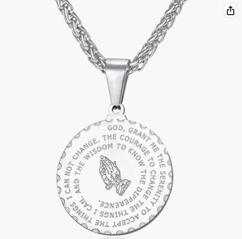 pendant Christian Jewelry 18K Gold Plated/Stainless Steel Lords Prayer  Praying hands Medal Pendant for Men