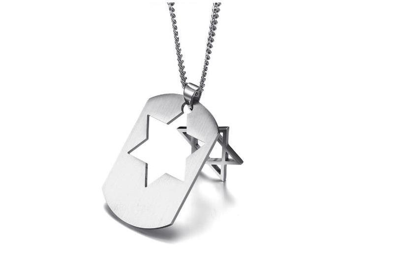 Israel Symbol Star of David Pendant Necklace for Men Stainless Steel Religious Jewish Male Jewelry Removable Jewellery