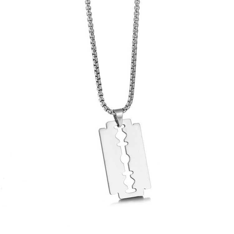 Stainless steel customized logo personalized razor blade necklace means pendant jewelry