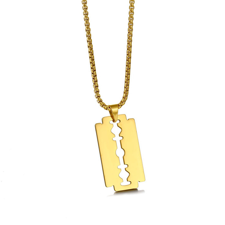 Stainless steel customized logo personalized razor blade necklace means pendant jewelry