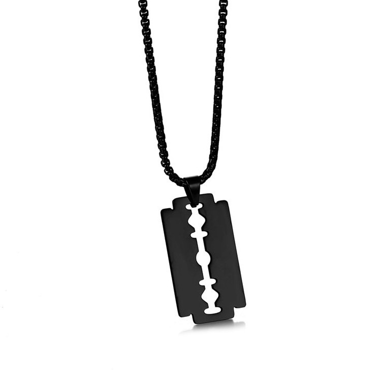 Stainless steel customized logo personalized razor blade necklace means pendant jewelry