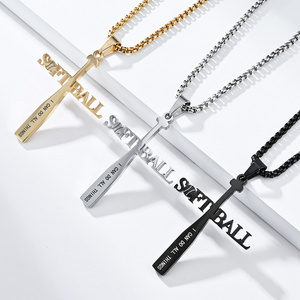 New Design Baseball Stainless Steel Cross Necklace Softball Men's and Women's Sports Wear Pendant Necklace