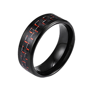 Mens High Polished Inlay Red Carbon Fibre Wholesale Black Tungsten Rings For Party