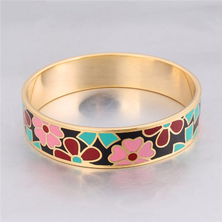 Trending Products Enamel Bracelet Cloisonne Jewelry Stainless Steel enamel cloisonne bangle bracelets for women jewelry gift