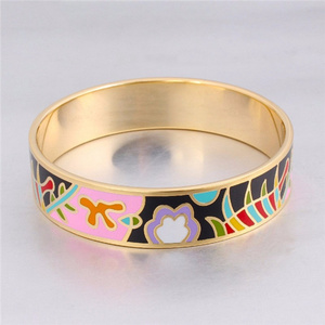 Trending Products Enamel Bracelet Cloisonne Jewelry Stainless Steel enamel cloisonne bangle bracelets for women jewelry gift