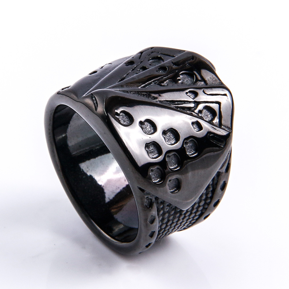 Magician Playing Card Ring For Men  Flush 316 Titanium Steel Retro  ring