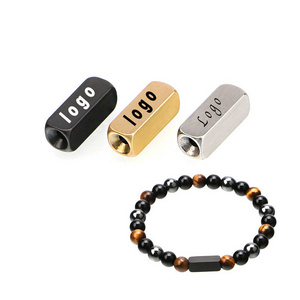 YK-Spacer Beads for Jewelry Making Tube Stainless Steel Charm Beads Engrave Custom Logo Bead DIY Bracelet charm