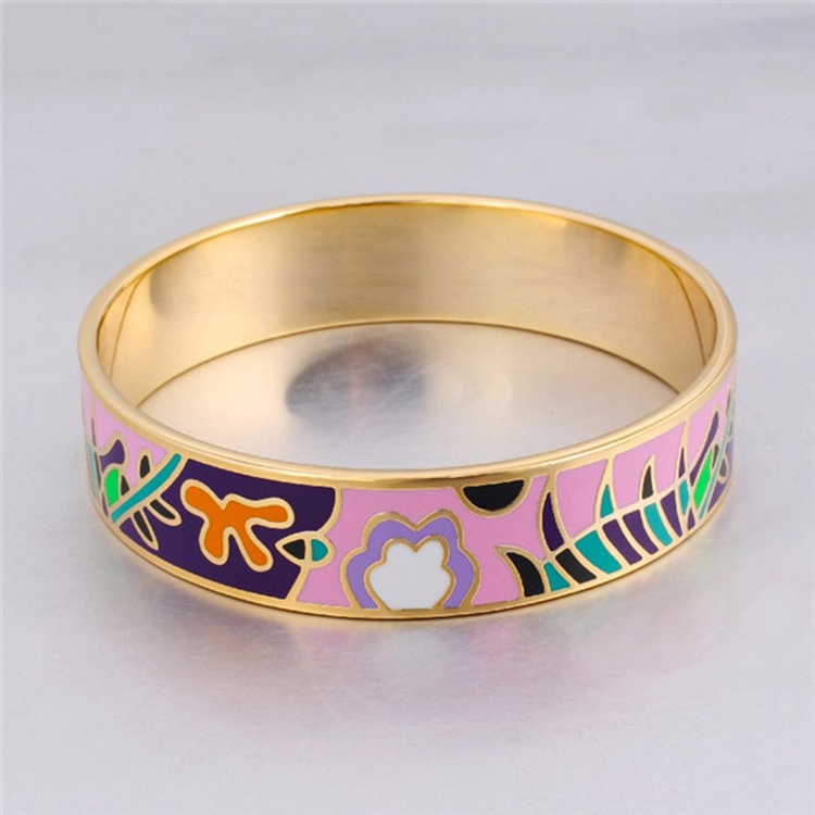 Trending Products Enamel Bracelet Cloisonne Jewelry Stainless Steel enamel cloisonne bangle bracelets for women jewelry gift