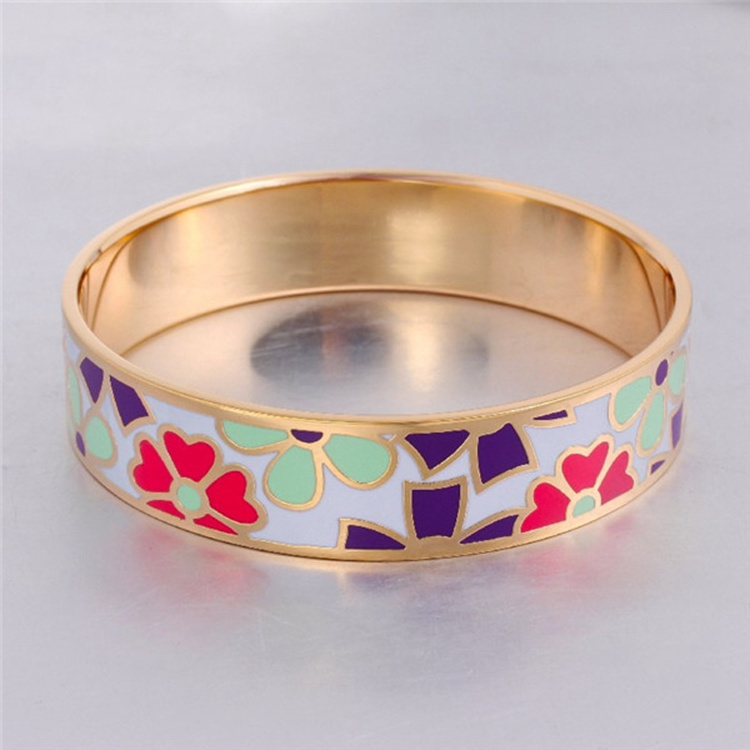 Trending Products Enamel Bracelet Cloisonne Jewelry Stainless Steel enamel cloisonne bangle bracelets for women jewelry gift