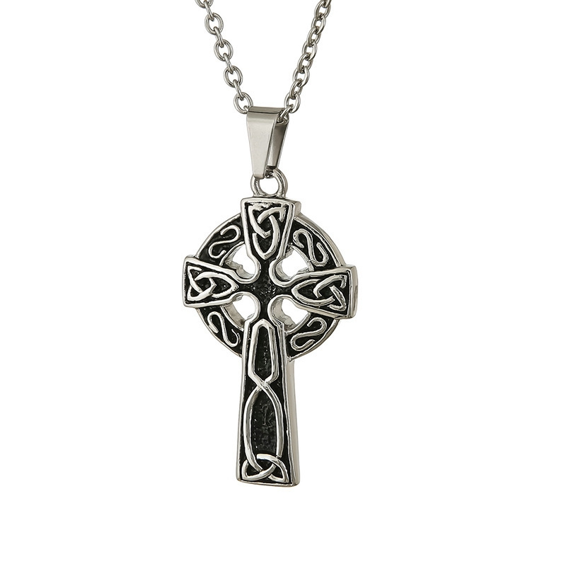 New Celtic Cross Shape Pendant Necklace men viking Fashion Metal Sliding Pendant Viking Jewelry Cross Necklace Accessories