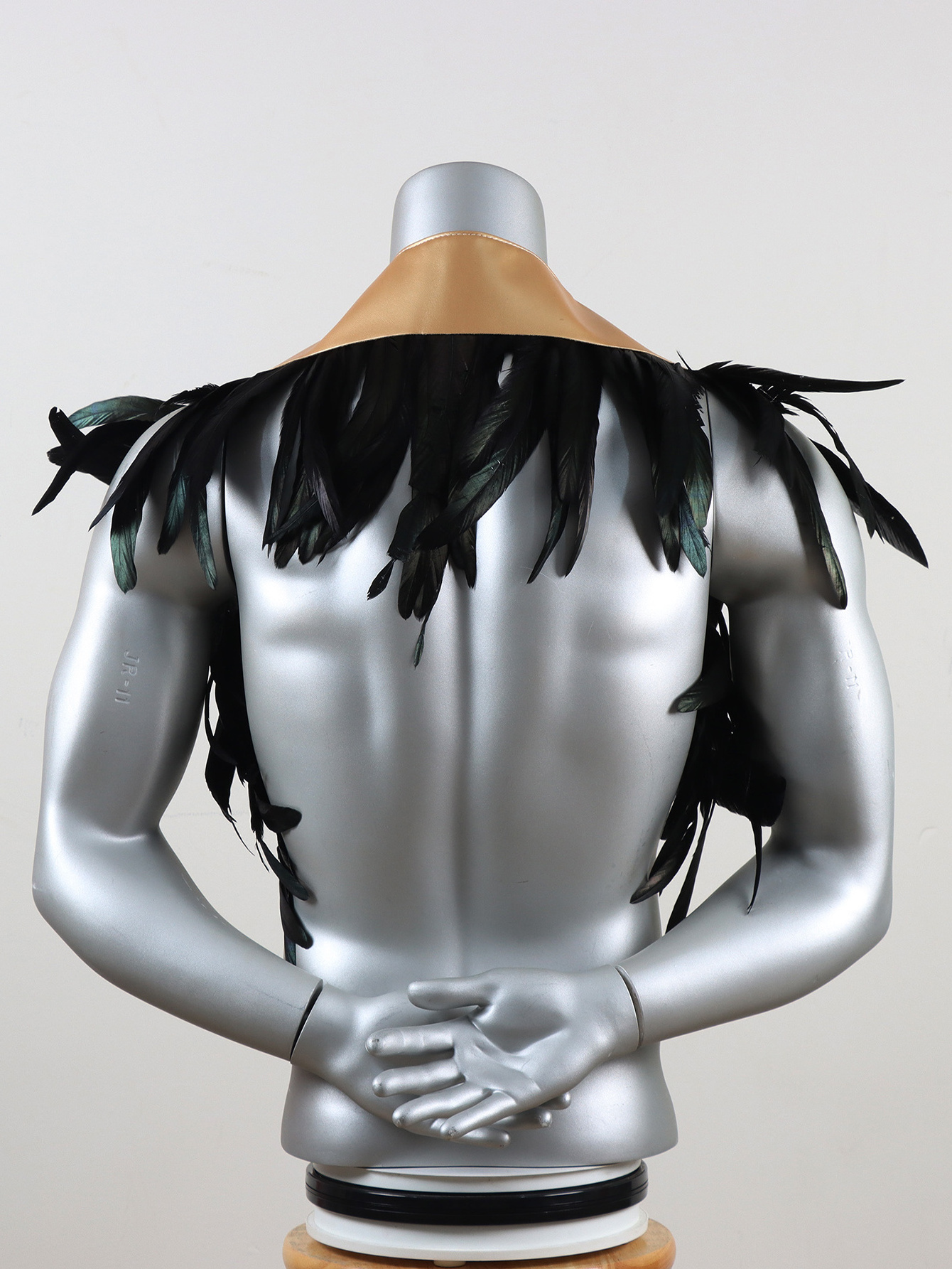 Feather Cape With PU Leather Gothic Shawl Shrug Halloween Costume For Adult Men Masquerade Carnival Death Day