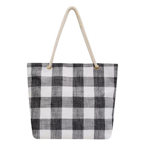 New Popular Plaid Canvas Ladies Bag Casual Large Capacity Shopping Shoulder Bag Retro Handbag