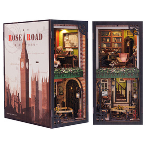 Book nook kit DIY Miniature doll houses with Dust Cover For Christmas Gift Book Nook doll house for girls