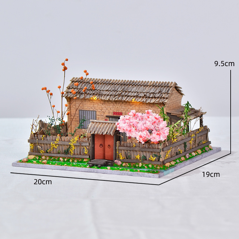 National style countryside revitalization rustic handmade doll houses model fireplace surrounded doll house for girls