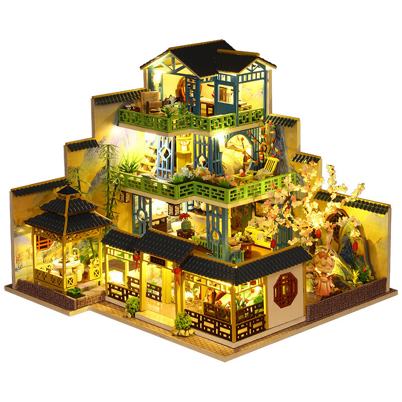 New Year Christmas Gifts Doll House DIY Miniature Doll house Toy Furnitures CasaDolls Houses Toys For Children Birthday Gifts