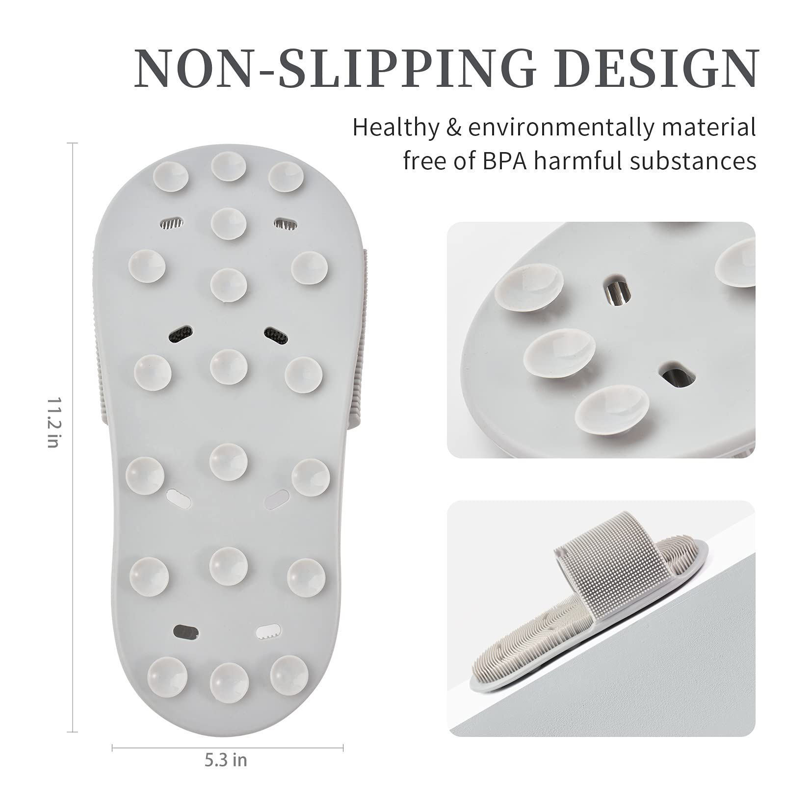 Shower Foot Scrubber With Non-Slip Suction Cups Silicone Bristle Shower Foot Cleaning Brush Slipper For Spa Massager Exfoliating