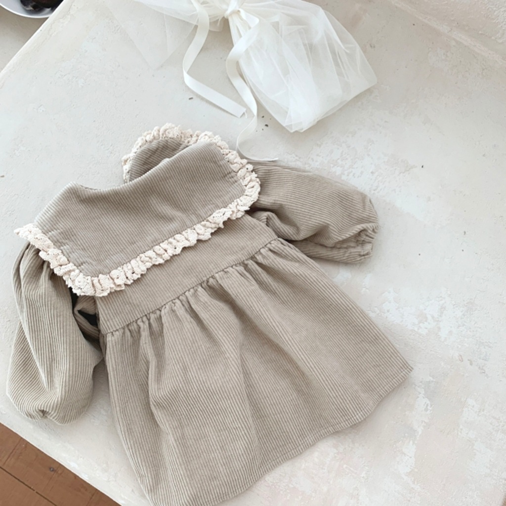 Ins Spring Autumn Toddler Children Princess Casual Soft Loose Corduroy Long Sleeve Kids Baby Girl Dress