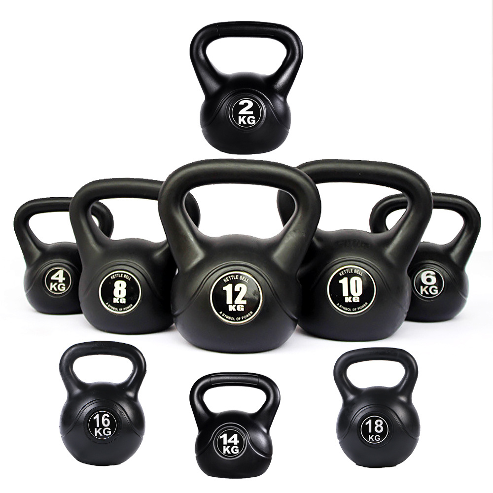 Yexi PVC PP PE Solid Kettlebell Fitness Equipment Cement Filled Kettle Bell Home Workout Free Weight Kettlebell for Gym Yoga 8KG