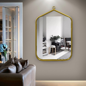 Designed Gold Hanging Mirrors Decor Wall Living Room Plated Metal Frame Hanging Mirror Ceiling