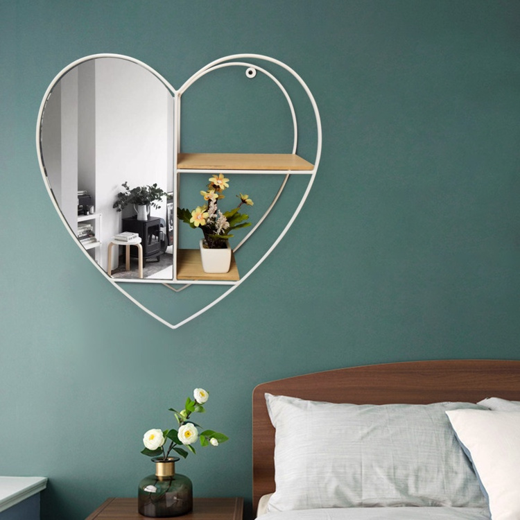 Wholesales Wall Mirrors Home Decor Modern Mounted Vanity Silver Smart Home Decor Love Shaped Bathroom Mirror