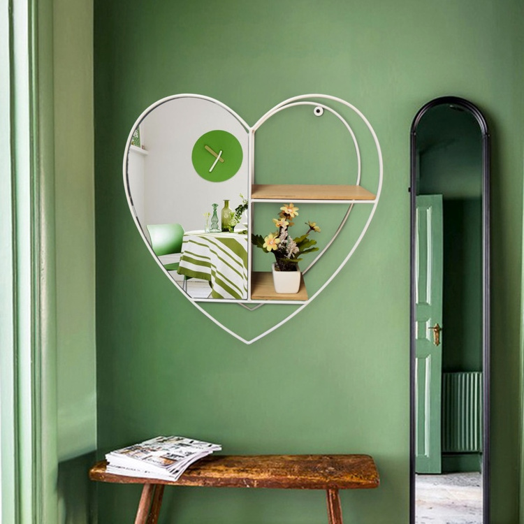 Wholesales Wall Mirrors Home Decor Modern Mounted Vanity Silver Smart Home Decor Love Shaped Bathroom Mirror