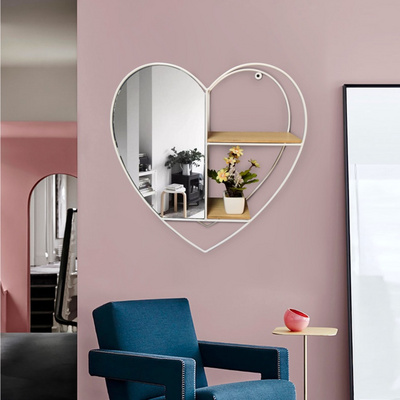 Wholesales Wall Mirrors Home Decor Modern Mounted Vanity Silver Smart Home Decor Love Shaped Bathroom Mirror