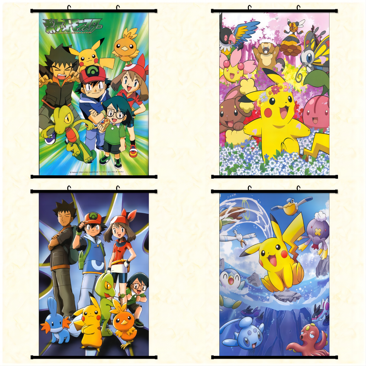 33 Designs Cosplay Video Game POKE Hanging Posters Anime Gaming Wall Picture Room Poster Hanger Decor