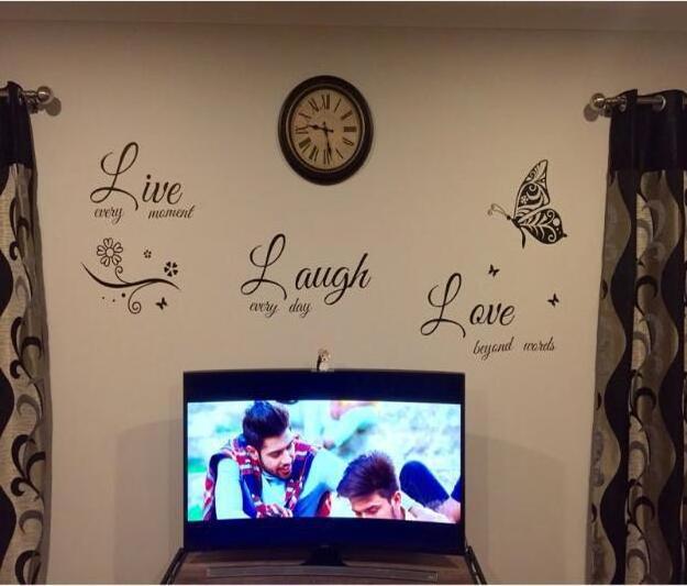 Creative English words Live Love Butterfly wall stickers for bedroom living room PVC background Wall Stickers Decoration