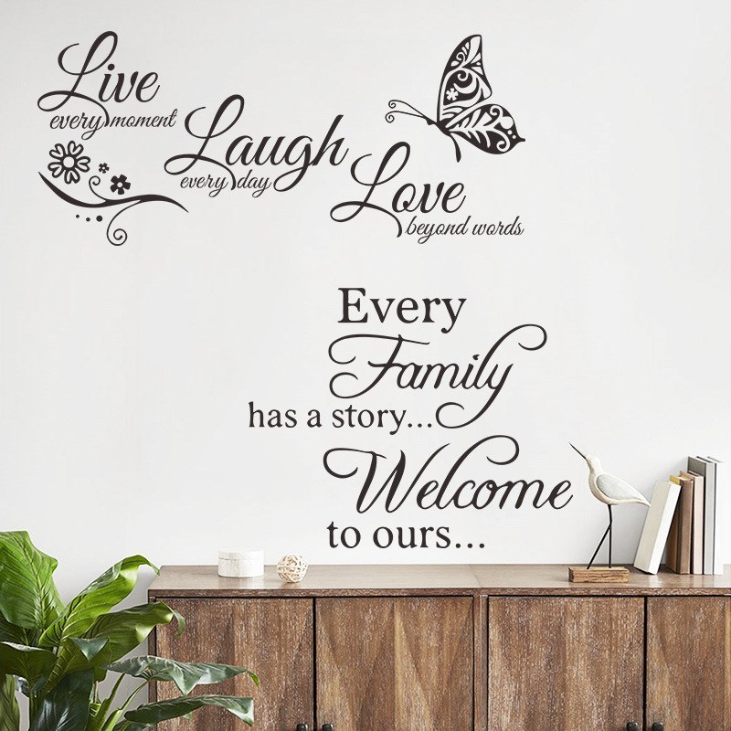 Hot Selling English Letter Art Wall Decorative Sticker Cute Home Decore Waterproof Crafts Sticker Creative 3D Wallpaper Sticker