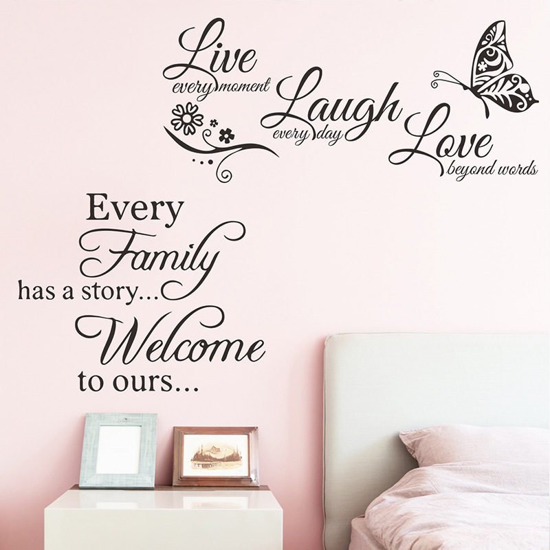 Hot Selling English Letter Art Wall Decorative Sticker Cute Home Decore Waterproof Crafts Sticker Creative 3D Wallpaper Sticker