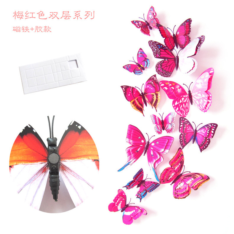 12 PCS/set House Decoration Magnet Butterfly Refrigerator Stickers Home Decor Removable 3D Wall Stickers Home Decor