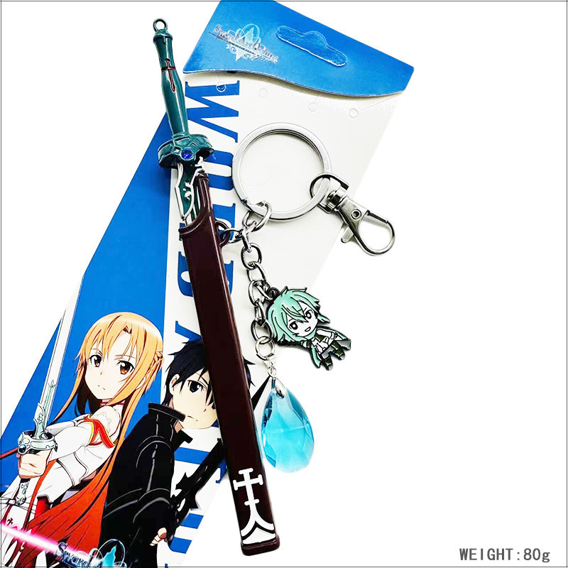 8 Designs Sword Art Online Keychain Cosplay Character Kirigaya Kazuto Yuuki Asuna Pendant Metal Keychains Anime Cloth Ornaments