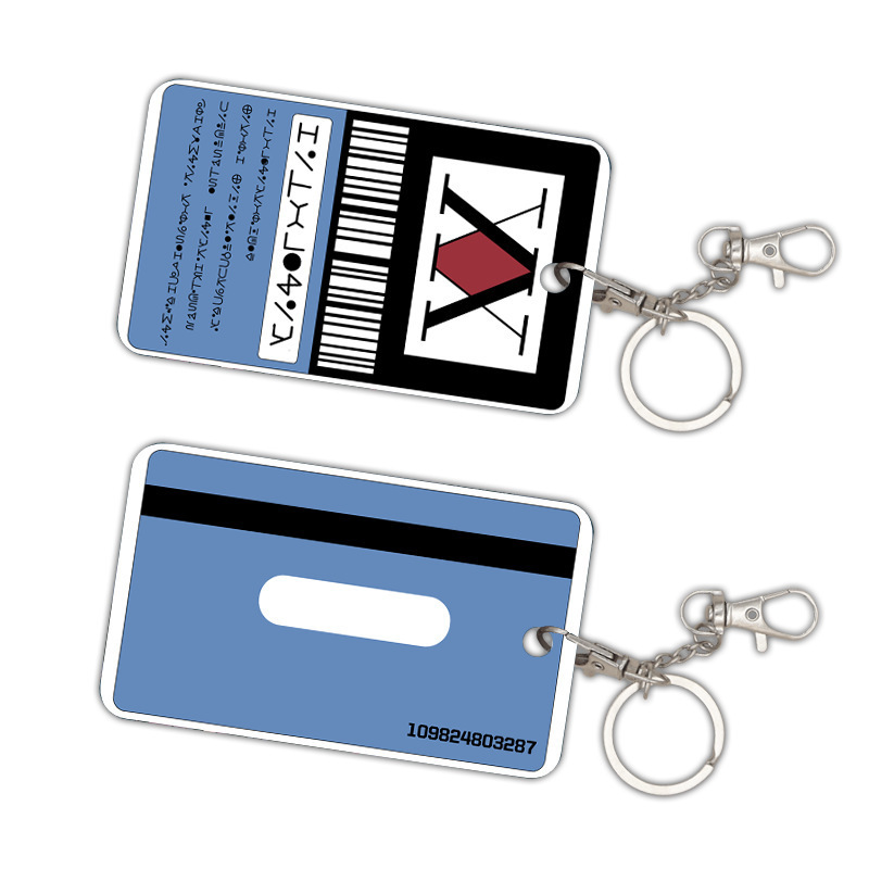 2 Designs Anime Hunter X Hunter Keychain Accessories with Bus Card Case Creative Student Meal Card Bag pendant keychains