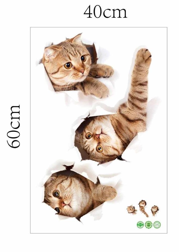 Popular design cartoon 3D wall sticker Animal Cat wall sticker for Kids Room/Pet shop Decoration Decal