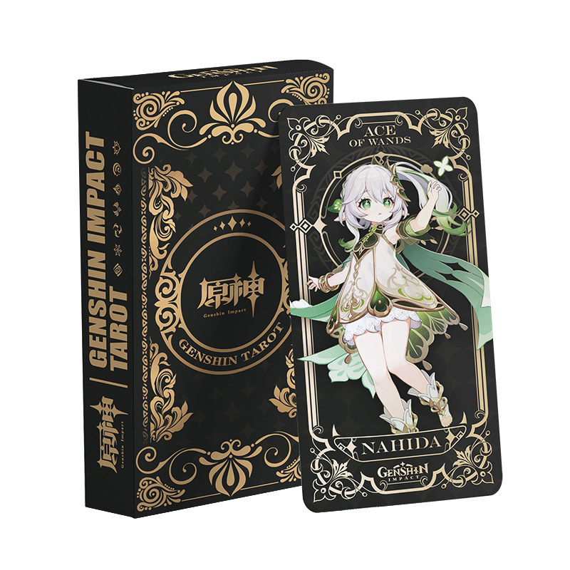 56pc/bag 14*7cm Anime Tarot Board Card Toy Genshin Impact Cartoon Nahida Minor Arcana Playing Game Card Collection lomo Card