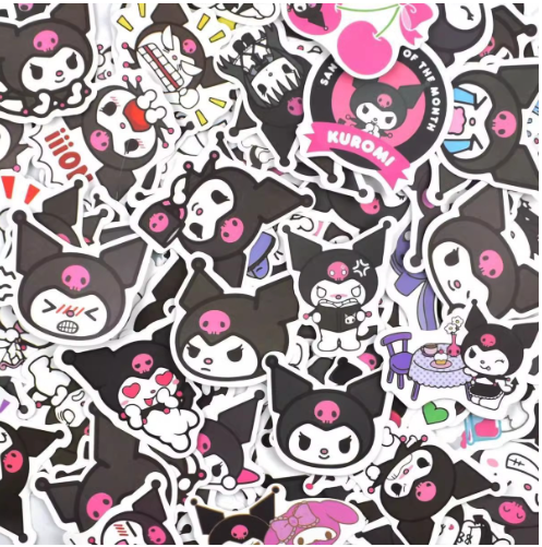 100pcs/bag cartoon cute kuromi graffiti stickers for luggage laptop skateboard refrigerator water bottle waterproof stickers