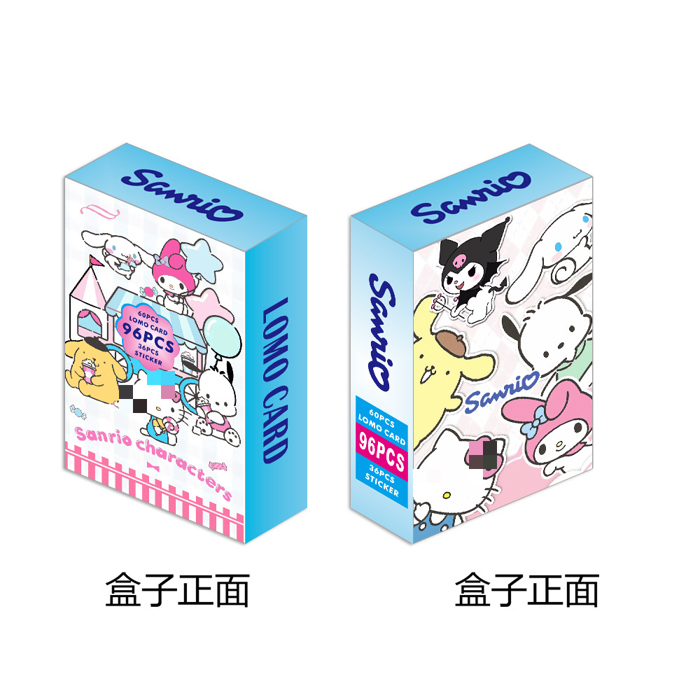 96pc/bag Hello Cat Custom Playing Card with Box Double Side HD Printing Lomo Card Anime  Kuromi Collection Postcard Cute Sticker