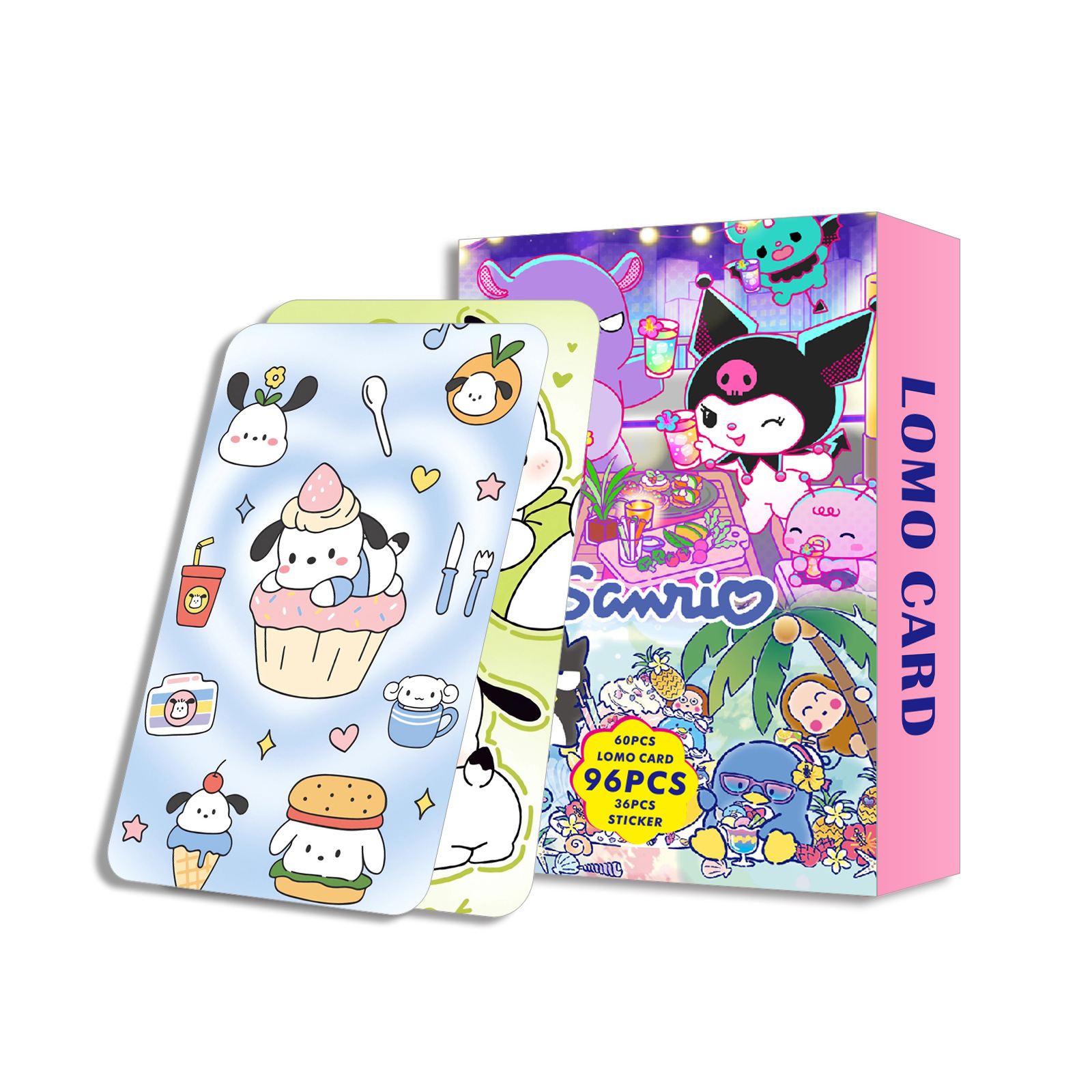 96pc/bag Hello Cat Custom Playing Card with Box Double Side HD Printing Lomo Card Anime  Kuromi Collection Postcard Cute Sticker